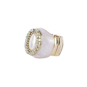 Anel Armazem Rr Bijoux Cristais Cravejados Dourado