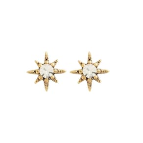 Brinco Pequeno Armazem Rr Bijoux Estrela Com Cristal Dourado