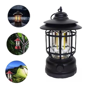 Lampião Retro LED Recarregavel USB Tipo C Luminária Portátil