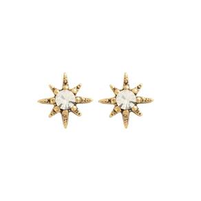 Brinco Pequeno Armazem Rr Bijoux Estrela Com Cristal Dourado