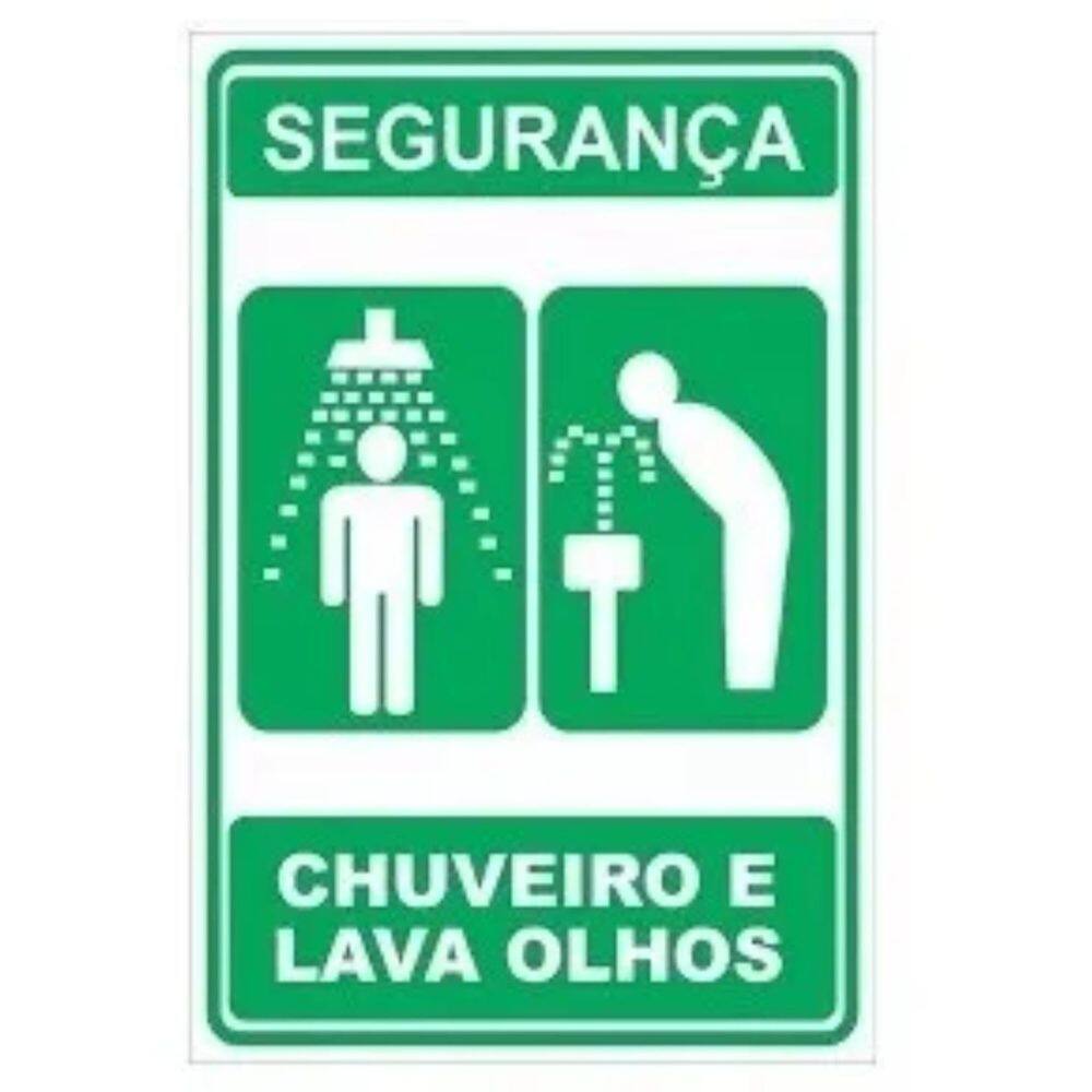 Placa Chuveiro E Lava-Olhos De Emergência 30X20Cm