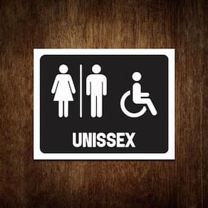 Placa De Banheiro Masculino Feminino Unissex 27X35