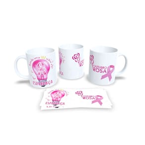 Canecas Branca de Porcelana Personalizadas Outubro Rosa