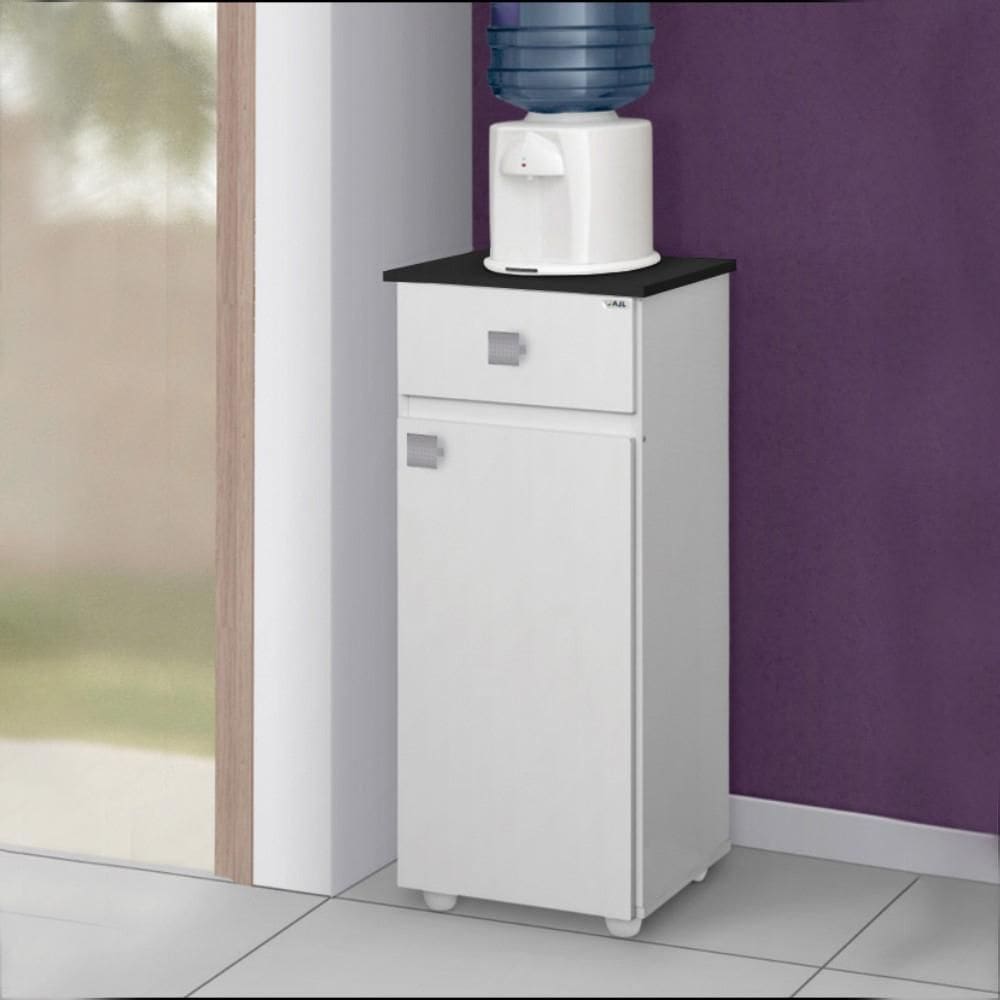 Bancada com Porta e Gaveta Elise Branco Preto