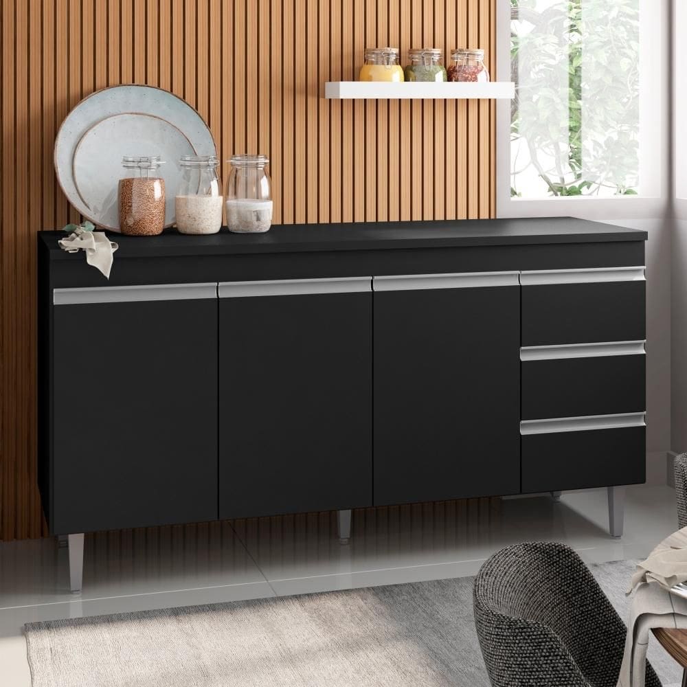 Bancada Tamires 1,6 Preto sem Tampo