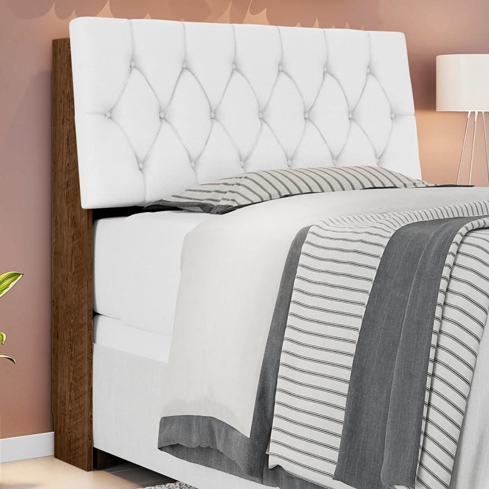 Cabeceira Box Isabella Solteiro Malbec Captonê Branco