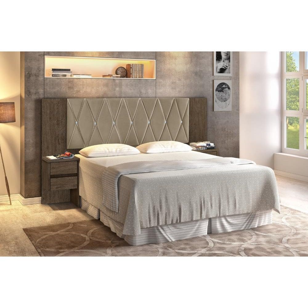 Cabeceira Regulável Oliveira Mocaccino e Bege