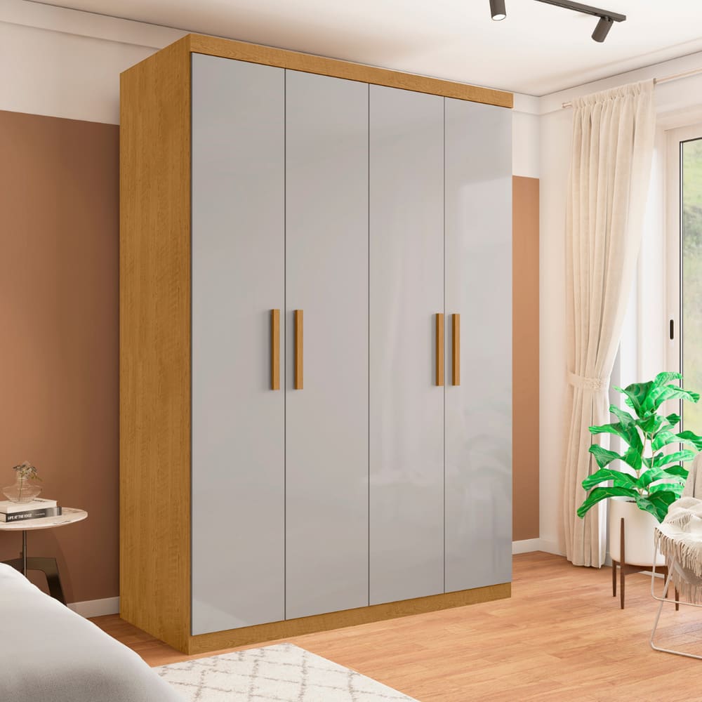 Roupeiro 4 Portas e 3 Gavetas Palmas Naturalle Off White