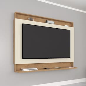 Painel para TV Até 60 Polegadas Madri New 1 Prateleira Flex Canelato Rustico/Natural/Off White - Atualle Móveis