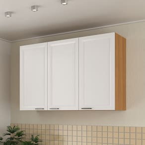 Armário Aéreo Triplo 120cm Soho Cabecasa Madeiramadeira Freijó/Branco
