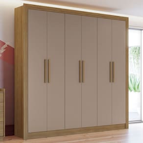 Guarda-Roupa Casal 6 Portas 2 Gavetas Nogueira/Marrom Claro - Kappesberg