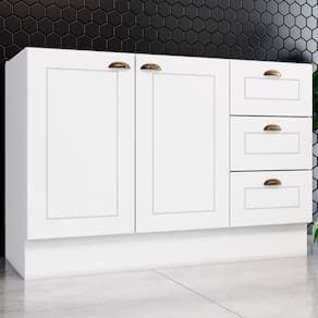 Armário de Cozinha Compacta Pia 120 Cm Americana 2 Portas 100% Mdf Branco - Pnr Móveis