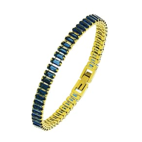 Pulseira de Aço Riviera Safira Zircônia Carré IPG 20cm