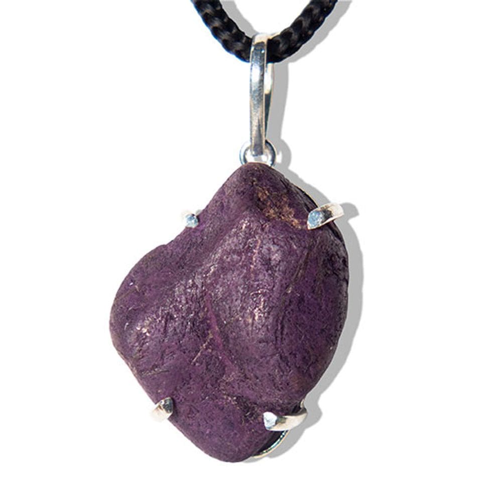 Colar Purpurita Pedra Rolado Montagem Garra Prateado 20mm