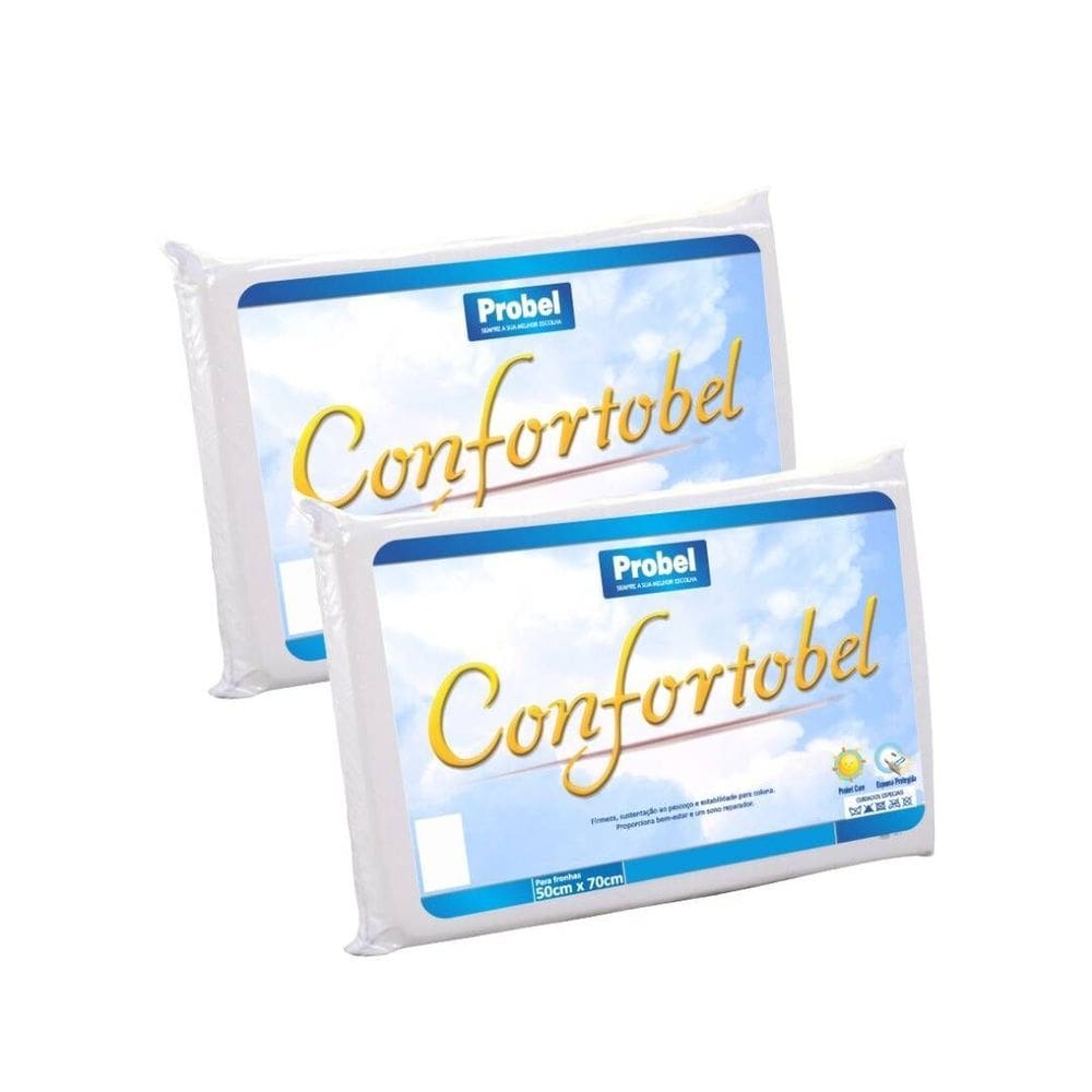 Kit 2 Travesseiros Probel Espuma Soft Antiácaro Conf 40x60cm