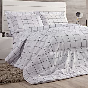 Cobre leito Solteiro Lines Micropercal 180 Fios 2 peças - Branco