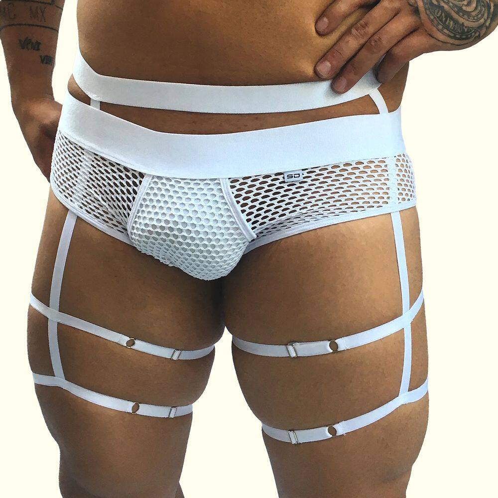 Cueca Com Cinta Liga Suplex e Arrastão Ousada Ligas Com Regulagem