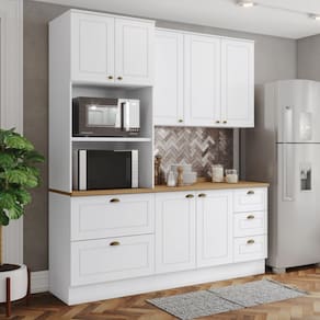 Cozinha Completa Americana 7 Portas 5 Gavetas 100% Mdf Branco Natural Ce758 - Henn