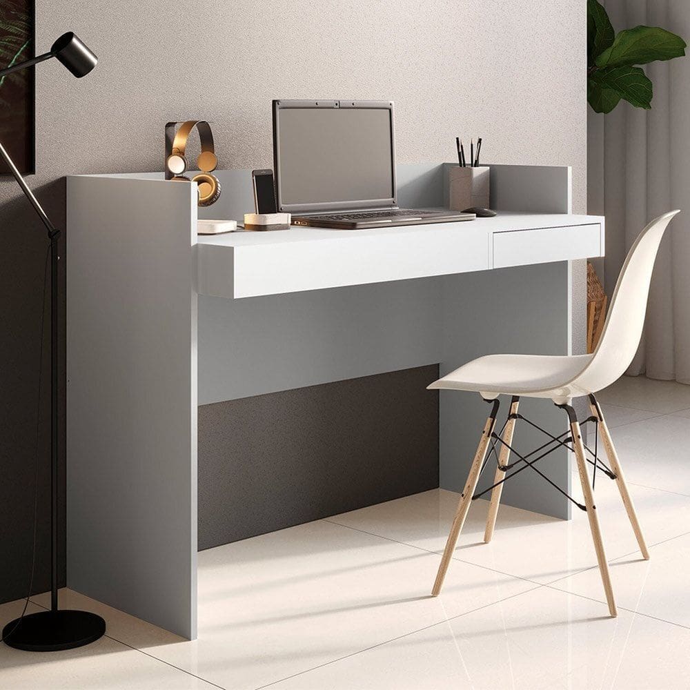 Escrivaninha Versa Home 120cm Escritorio 1 Gaveta Branco