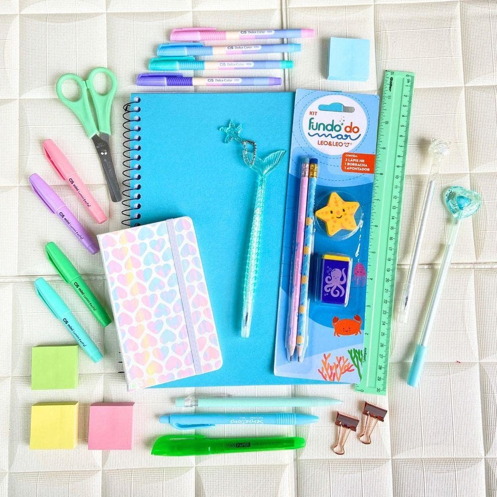 Kit Papelaria Tons Pasteis Super Fofo