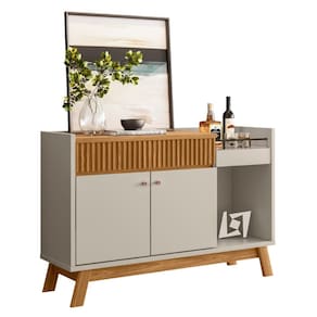 Aparador Retrô com Gaveta Ripada Oxnard Nature Off-White