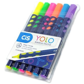 Marca-Texto YOLO CiS Cores Vibrantes - 6 Unidades