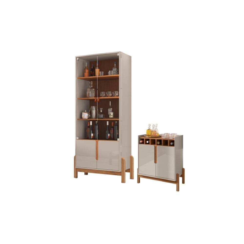 Conjunto Cristaleira e Bar Cosmic Off White Cedro