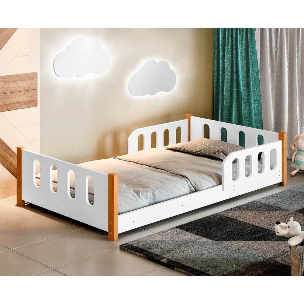 Cama Infantil Mimo Branca com 2 Luminárias Sonhos de Luz