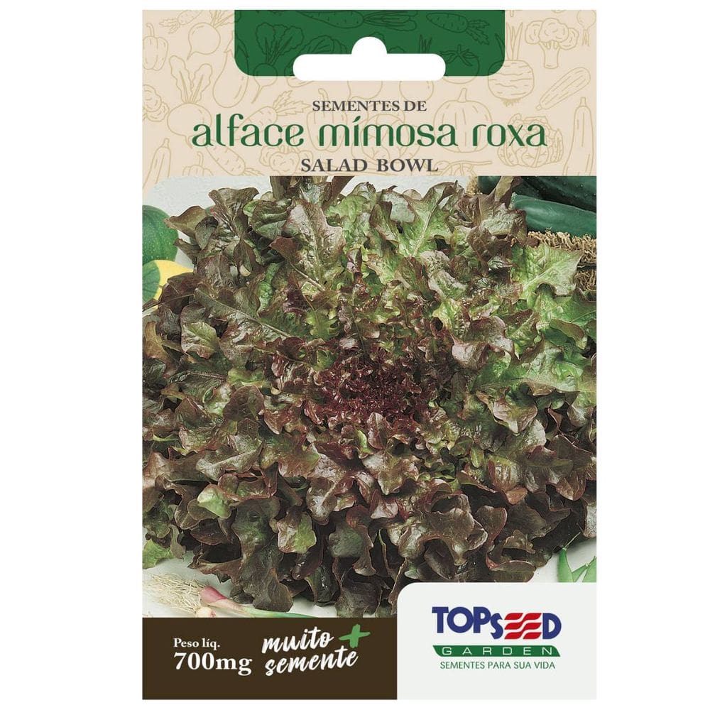 Sementes de Alface Mimosa Roxa TOPSEED