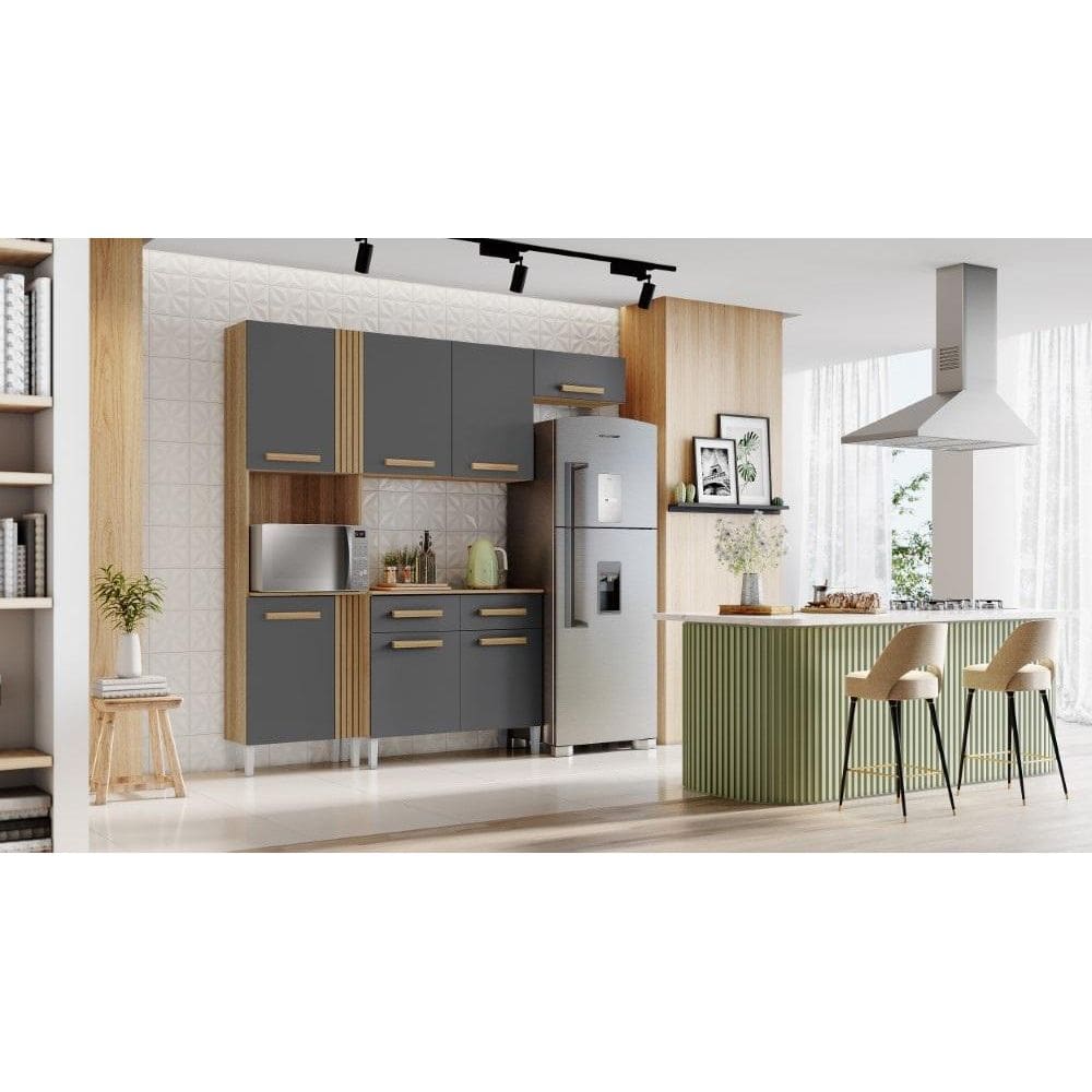 Armário De Cozinha Juma Atacama/ Grafite - Aramoveis