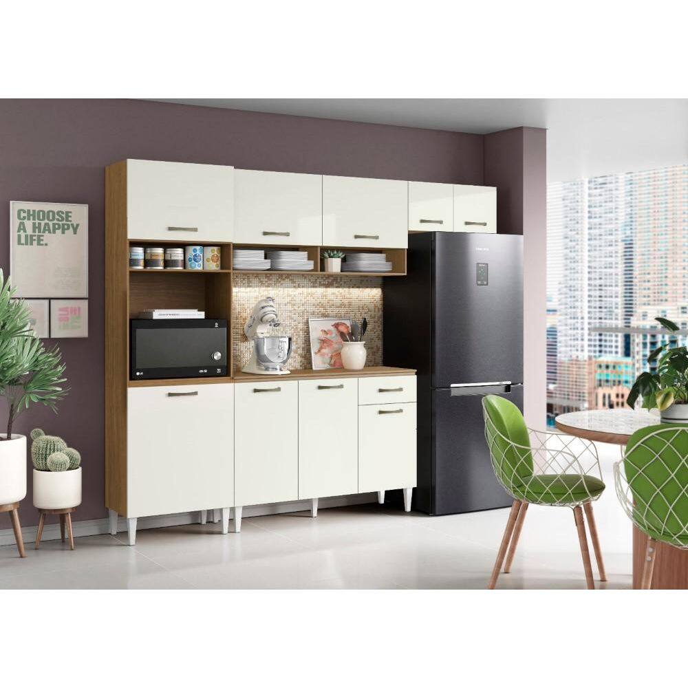 Cozinha Compacta + Balcão Aurora Atacama Off White - Aramóveis