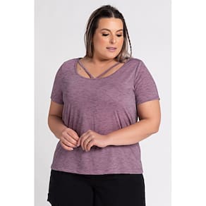 Blusa Feminina Plus Size Detalhe Gola Listras - Serena
