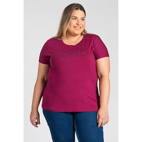 Blusa Feminina Plus Size Malha Viscose c/ Estampa "Good Vibes" - Serena