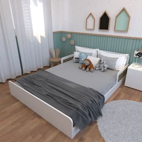 Cama Infantil Montessoriana Casal New Cori Yescasa Branco/Carvalho Mel