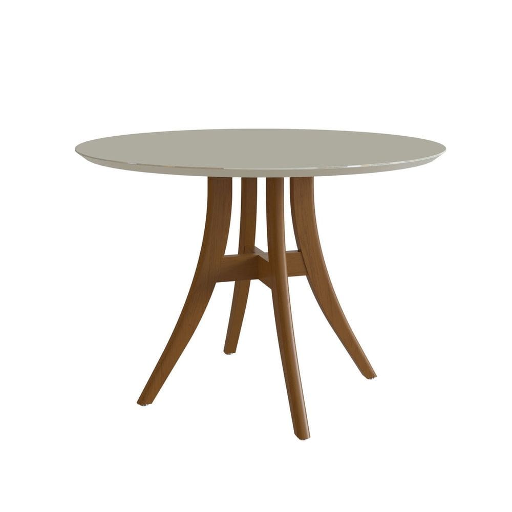 Mesa de Jantar Redonda 4 Lugares com Tampo de Vidro 109cm Ref 910 Imbuia