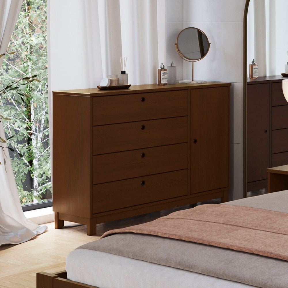 Cômoda Lucy de Madeira Maciça Walnut