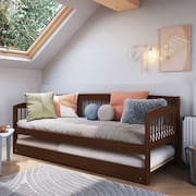 Sofá Cama e Cama Auxiliar Andover de Madeira Maciça com Lastro Walnut