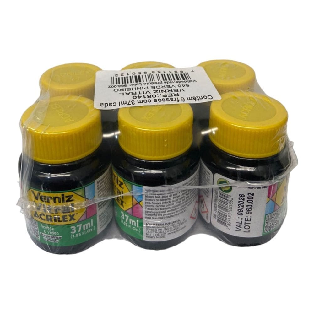 Kit com 6 Verniz Vitral Vitro Acrilex 37ml - Escolha a Cor