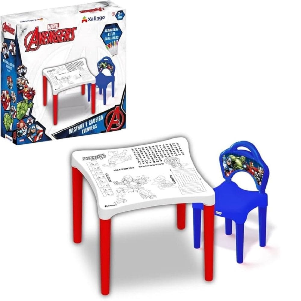 Mesa Com Cadeira Para Atividades Desenha E Apaga Avengers