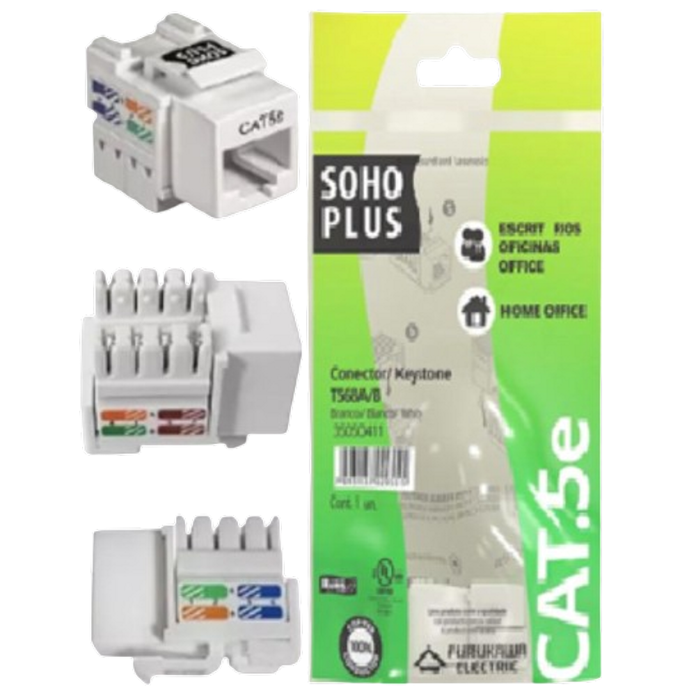 Keystone Rj45 Cat5e Branco Soho Plus Furukawa Caixa C/ 100 PCTS