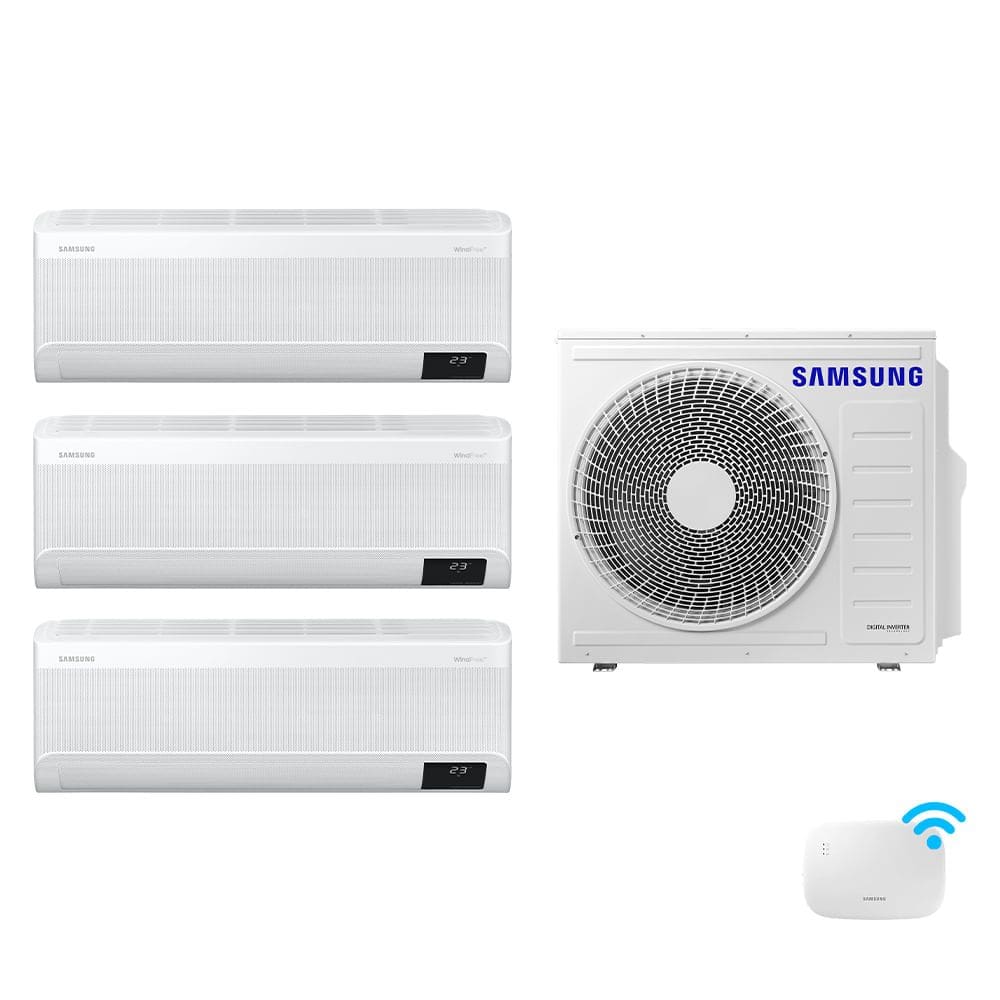 Tri-Split Samsung WindFree 24.000 BTUs (Hi Wall 2x9.000 & 12.000) Quente/Frio com WiFi - 220V