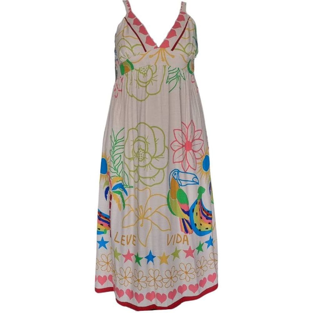 Vestidos Virtude Estampado Midi 100% Viscose De Alça G e GG