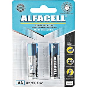 Pilha Pequena Alcalina com 2 Unidades LR62B Alfacell