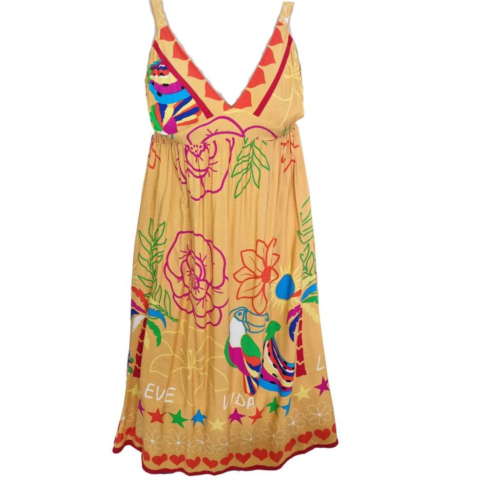 Vestidos Virtude Estampado Midi 100% Viscose De Alça G e GG