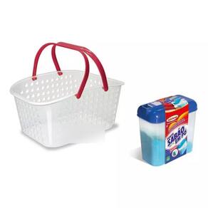 Porta Sabão Em Pó com Exclusivo Dosador 1 Kg + Cesto Multiuso