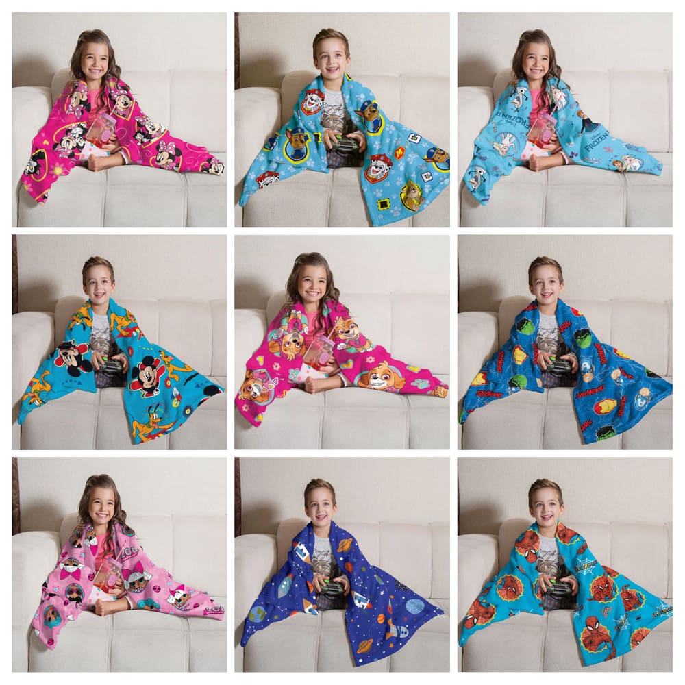 Manta Infantil Super Soft Poliéster Divertida Personagens Menina Menino 1,25m x 1,50 - Lepper Kids