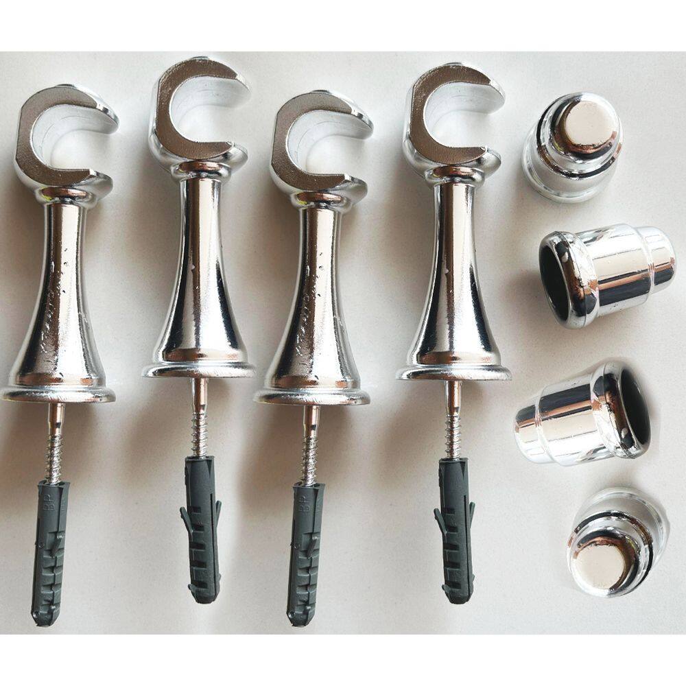 Kit 4 Suporte P/ Varão Cortina Com Ponteira 19mm Cromado