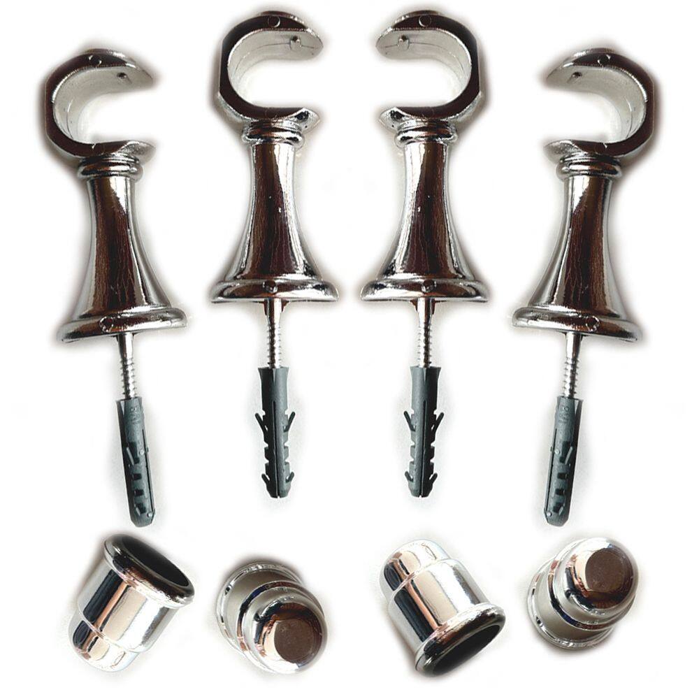 Kit 4 Suporte P/ Varão Cortina Com Ponteira 28mm Cromado