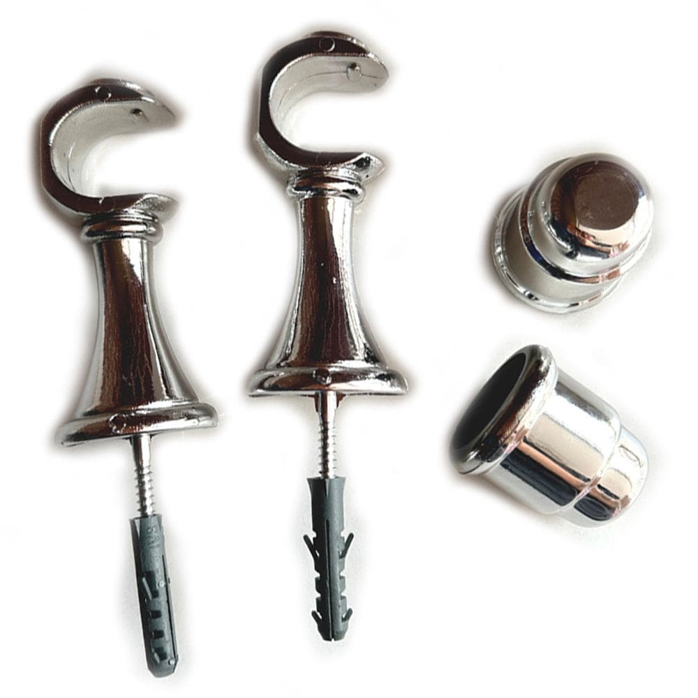 Kit 2 Suporte P/ Varão Cortina Com Ponteira 28mm Cromado