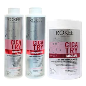 Kit ROKÉE Shampoo + Condicionador 1L + Máscara Cicatry 1KG